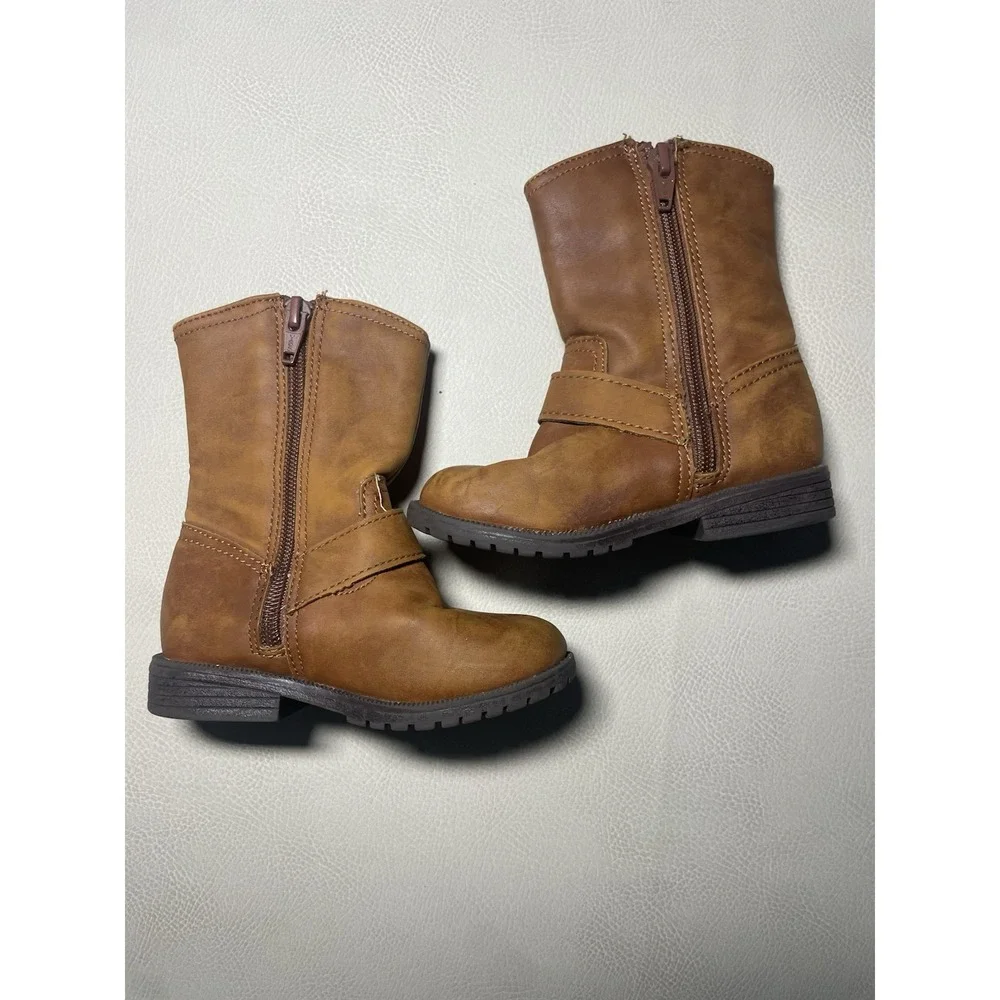 Girls Boots Brown Toddler Size 7M. Zipper‎ Buckles Fall Winter Riding